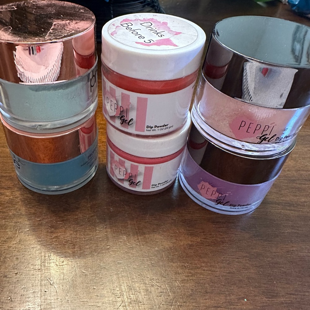 Lot of 6 Jars Nail Dip Pwder